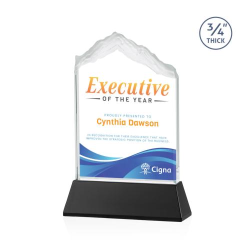 Corporate Awards - Award Shapes - Mountain Awards - Everest Full Color Black on Newhaven Peak Crystal Award