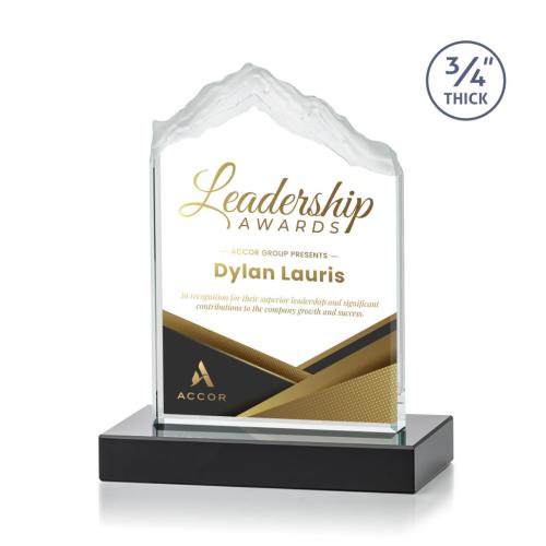 Corporate Awards - Award Shapes - Mountain Awards - Everest Full Color Black Peak Crystal Award