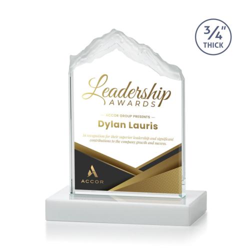 Corporate Awards - Award Shapes - Mountain Awards - Everest Full Color White Peak Crystal Award