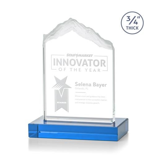 Corporate Awards - Award Shapes - Mountain Awards - Everest Sky Blue Peak Crystal Award