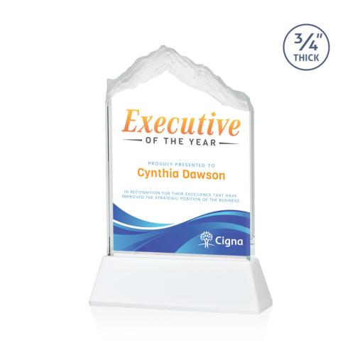 Corporate Awards - Award Shapes - Mountain Awards - Everest Full Color White on Newhaven Peak Crystal Award