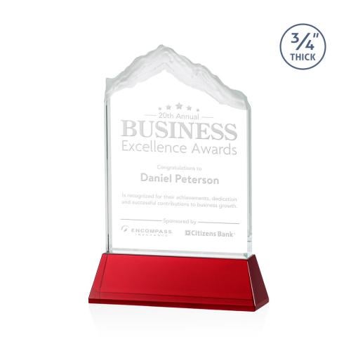 Corporate Awards - Crystal Awards - Colored Crystal - Red Crystal Awards - Everest Red on Newhaven Peak Crystal Award