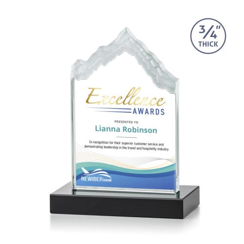 Corporate Awards - Award Shapes - Mountain Awards - McKinley Full Color Black Peak Crystal Award