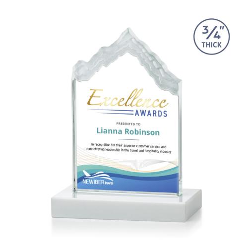Corporate Awards - Award Shapes - Mountain Awards - McKinley Full Color White Peak Crystal Award
