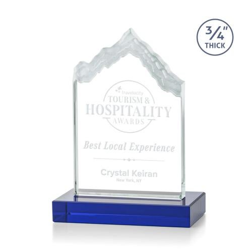 Corporate Awards - Glass Awards - Colored Glass Awards - McKinley Blue Peak Crystal Award