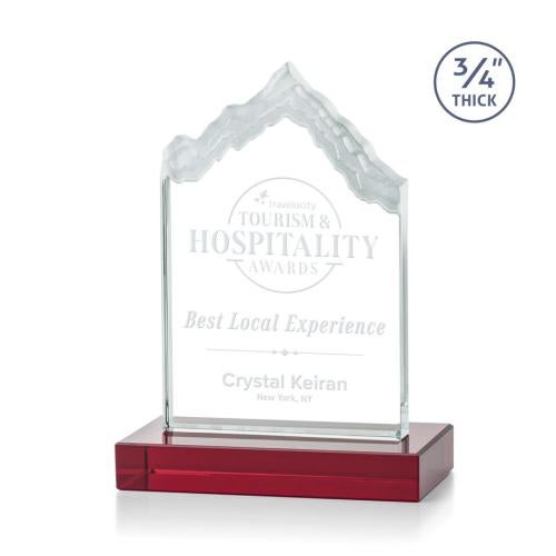 Corporate Awards - Crystal Awards - Colored Crystal - Red Crystal Awards - McKinley Red Peak Crystal Award