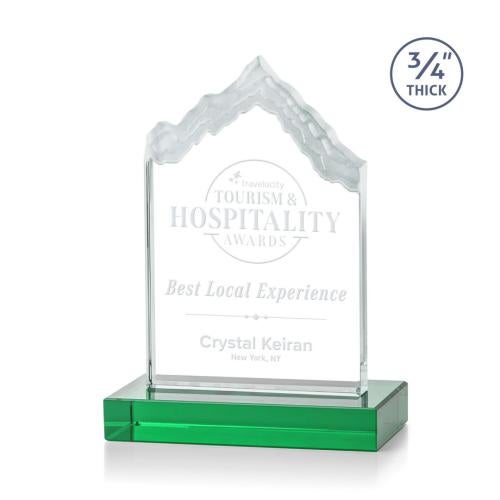 Corporate Awards - Glass Awards - Colored Glass Awards - McKinley Green Peak Crystal Award