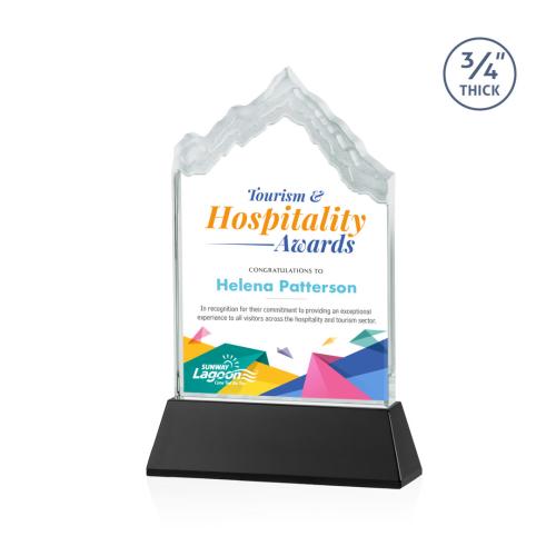 Corporate Awards - Award Shapes - Mountain Awards - McKinley Full Color Black on Newhaven Peak Crystal Award