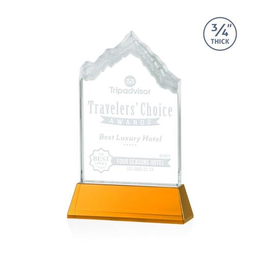 Corporate Awards - Glass Awards - Colored Glass Awards - McKinley Amber on Newhaven Peak Crystal Award