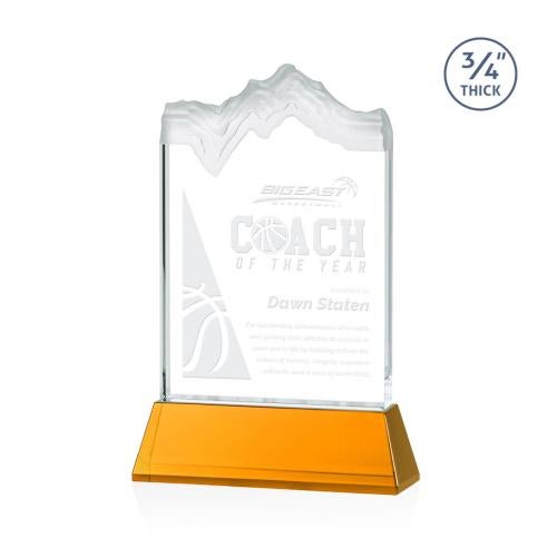 Corporate Awards - Glass Awards - Colored Glass Awards - Kilimanjaro Amber on Newhaven Peak Crystal Award