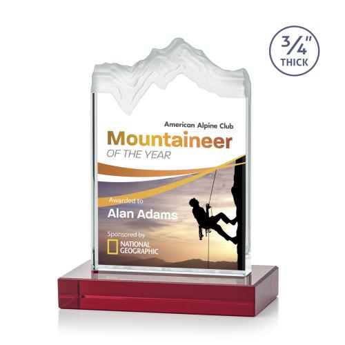 Corporate Awards - Crystal Awards - Colored Crystal - Kilimanjaro Full Color Red Crystal Award