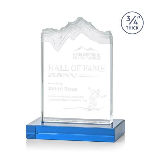 Corporate Awards - Glass Awards - Colored Glass Awards - Kilimanjaro Sky Blue Peak Crystal Award