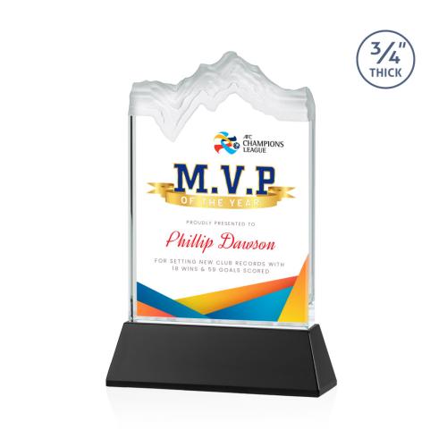 Corporate Awards - Sales Awards - Kilimanjaro Full Color Black on Newhaven Peak Crystal Award