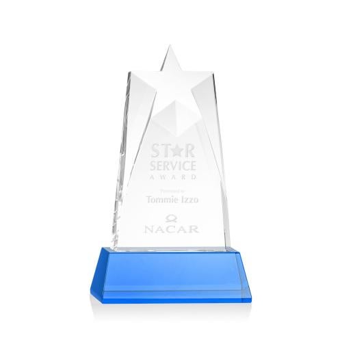 Corporate Awards - Crystal Awards - Crystal Star Awards - Millington Star on Base - Sky Blue