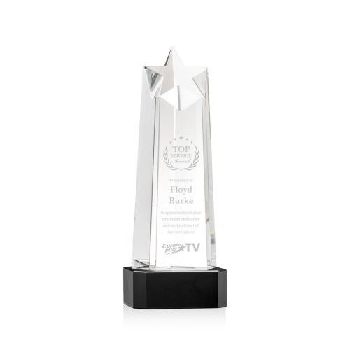 Corporate Awards - Crystal Awards - Crystal Pillar Awards - Delaware Star on Base - Black