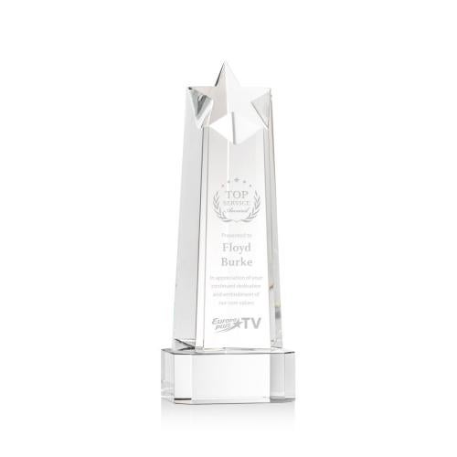 Corporate Awards - Crystal Awards - Crystal Pillar Awards - Delaware Star on Base - Clear