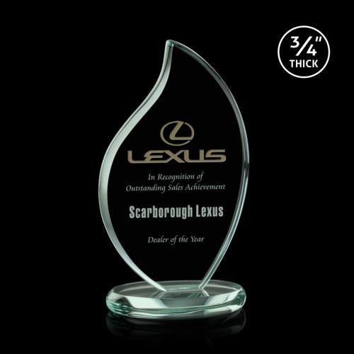 Corporate Awards - Crystal Awards - Crystal Flame Awards - Odessy Jade Flame Glass Award