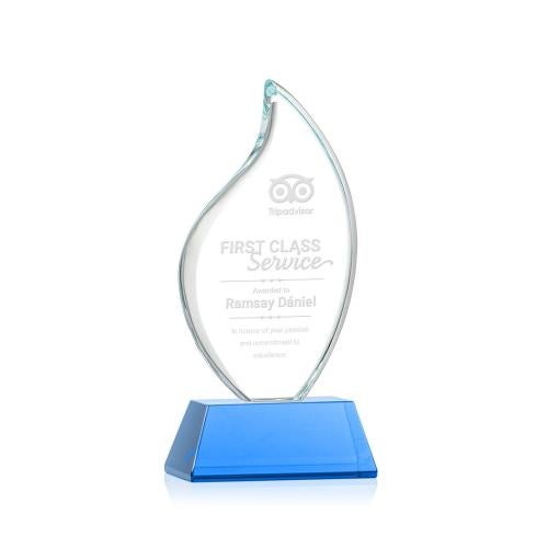 Corporate Awards - Crystal Awards - Crystal Flame Awards - Odessy Sky Blue on Newhaven Flame Crystal Award