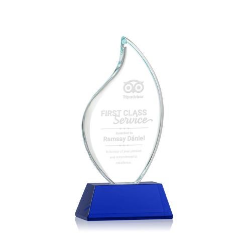 Corporate Awards - Crystal Awards - Crystal Flame Awards - Odessy Blue on Newhaven Flame Crystal Award