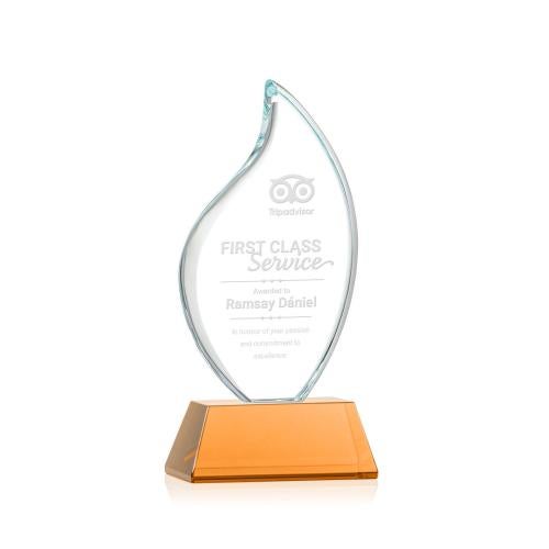 Corporate Awards - Crystal Awards - Crystal Flame Awards - Odessy Amber on Newhaven Flame Crystal Award