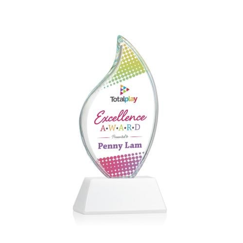 Corporate Awards - Crystal Awards - Crystal Flame Awards - Odessy Vividprint™ White on Newhaven Flame Crystal Award