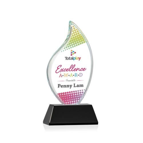 Corporate Awards - Crystal Awards - Crystal Flame Awards - Odessy Vividprint™ Black on Newhaven Flame Crystal Award