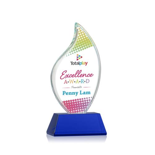 Corporate Awards - Crystal Awards - Crystal Flame Awards - Odessy Vividprint™ Blue on Newhaven Flame Crystal Award