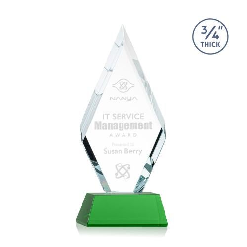Corporate Awards - Glass Awards - Colored Glass Awards - Richmond Green on Newhaven Base Crystal Award