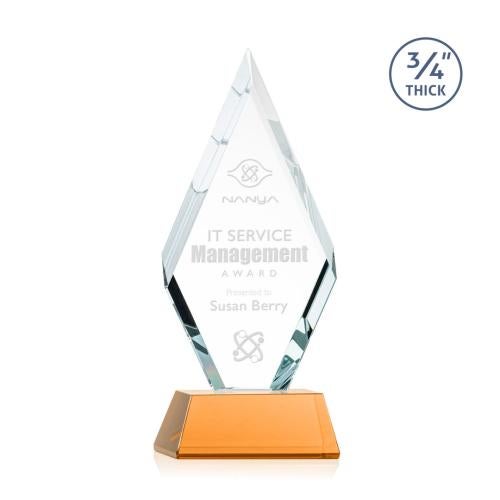 Corporate Awards - Glass Awards - Colored Glass Awards - Richmond Amber on Newhaven Base Crystal Award