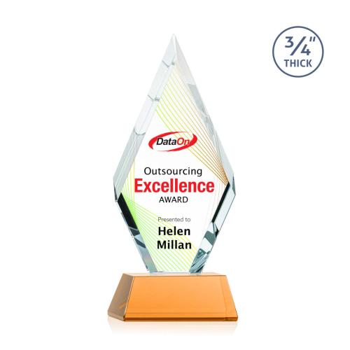 Corporate Awards - Glass Awards - Colored Glass Awards - Richmond Full Color Amber on Newhaven Crystal Award