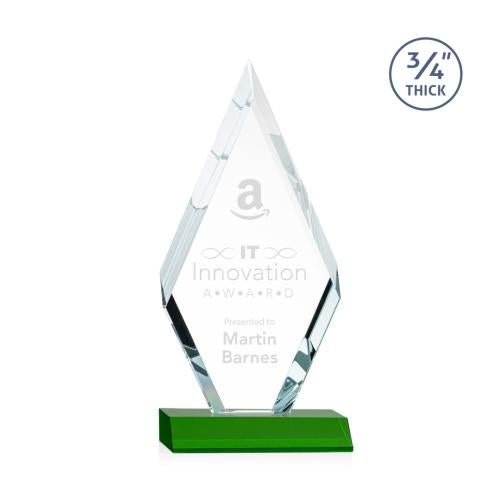 Corporate Awards - Glass Awards - Colored Glass Awards - Richmond Green Crystal Award