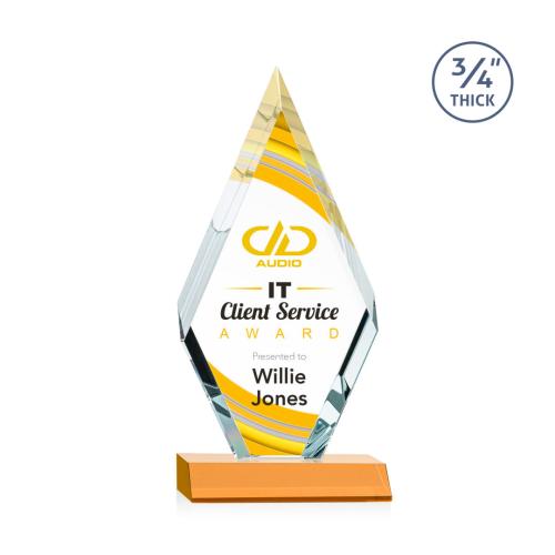 Corporate Awards - Glass Awards - Colored Glass Awards - Richmond Full Color Amber Crystal Award