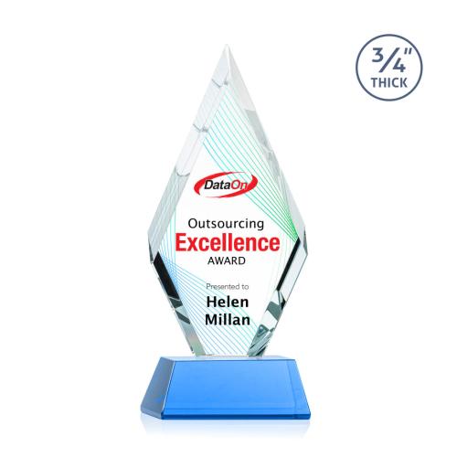 Corporate Awards - Full Color Awards - Richmond Full Color Sky Blue on Newhaven Crystal Award