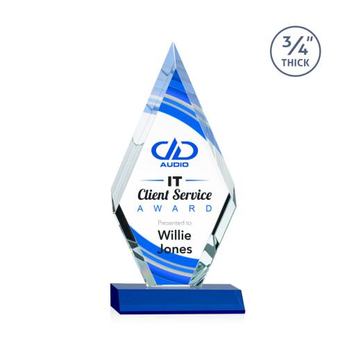 Corporate Awards - Glass Awards - Colored Glass Awards - Richmond Full Color Blue Crystal Award