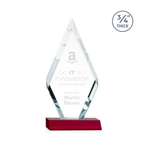 Corporate Awards - Crystal Awards - Colored Crystal - Red Crystal Awards - Richmond Red Crystal Award