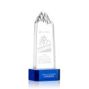 Himalayas Tower Blue on Base Obelisk Crystal Award
