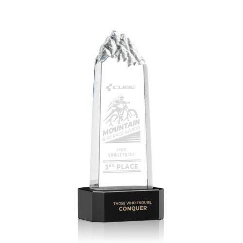 Corporate Awards - Crystal Awards - Crystal Pillar Awards - Himalayas Tower Black on Base Obelisk Crystal Award