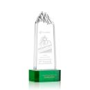 Himalayas Tower Green on Base Obelisk Crystal Award