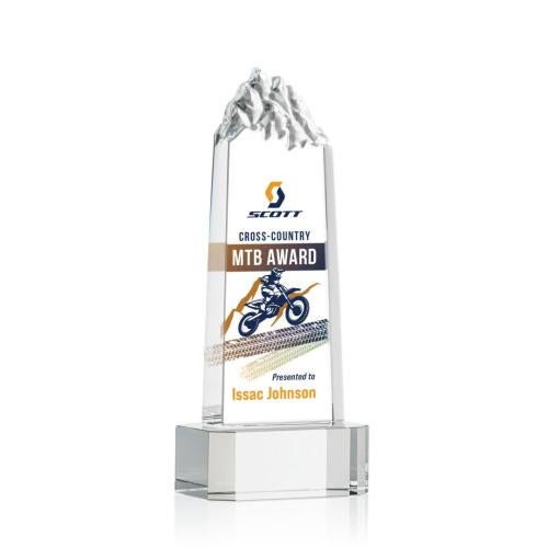 Corporate Awards - Crystal Awards - Crystal Pillar Awards - Himalayas Full Color Clear on Base Obelisk Crystal Award