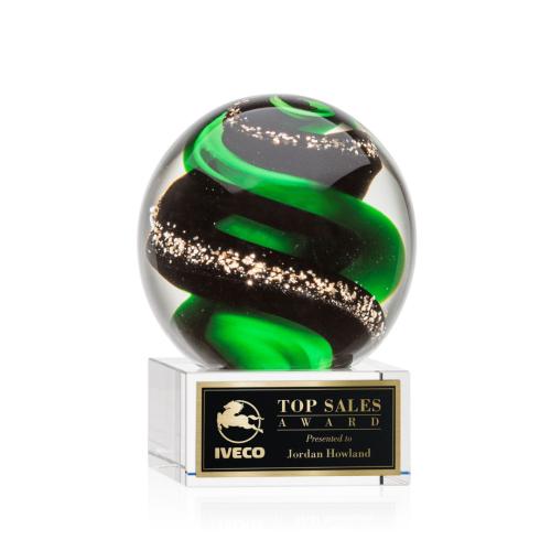 Corporate Awards - Modern Awards - Zodiac Clear on Hancock Base Spheres Glass Award