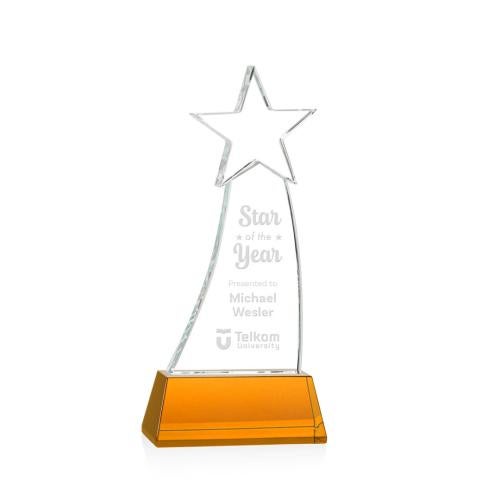 Corporate Awards - Glass Awards - Colored Glass Awards - Manolita Amber Star Crystal Award