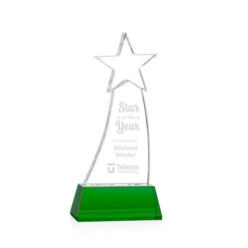 Corporate Awards - Glass Awards - Colored Glass Awards - Manolita Green Star Crystal Award