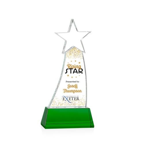 Corporate Awards - Glass Awards - Colored Glass Awards - Manolita Full Color Green Star Crystal Award