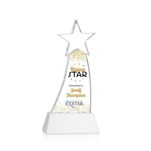 Corporate Awards - Crystal Awards - Crystal Star Awards - Manolita Full Color White Star Crystal Award