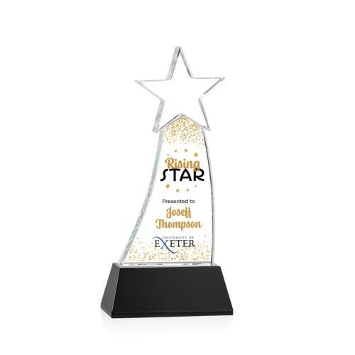 Corporate Awards - Crystal Awards - Crystal Star Awards - Manolita Full Color Black Star Crystal Award