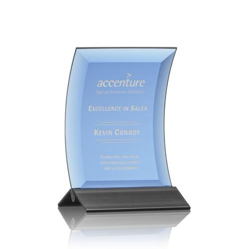 Corporate Awards - Metal Awards - Dominga Blue/Black Arch & Crescent Crystal Award