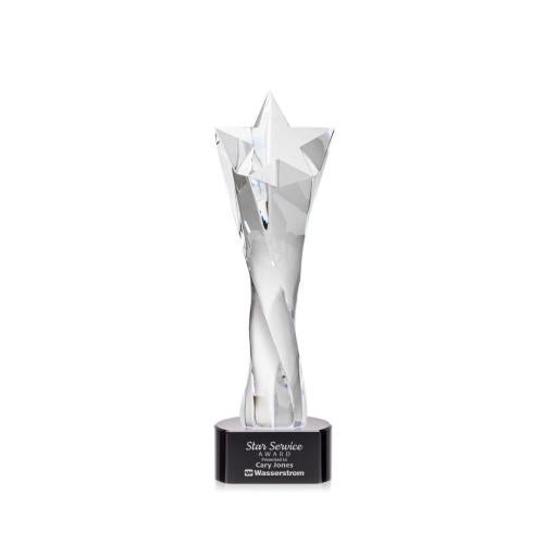Corporate Awards - Crystal Awards - Crystal Star Awards - Arlington Black on Paragon Base Star Crystal Award