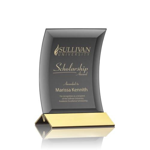 Corporate Awards - Metal Awards - Dominga Black/Gold Arch & Crescent Crystal Award