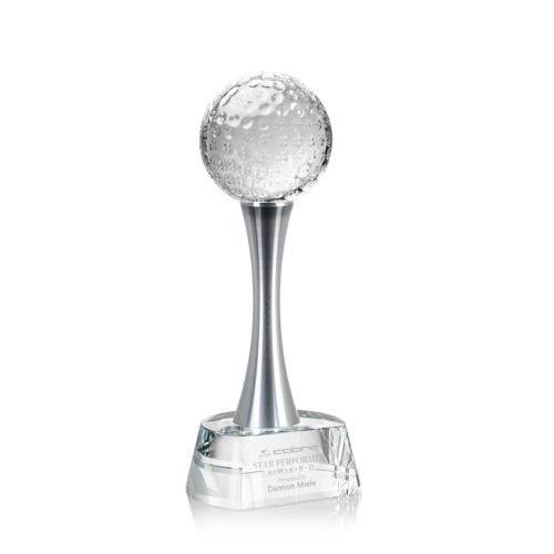 Corporate Awards - Sports Awards - Golf Ball Spheres on Willshire Base Crystal Award