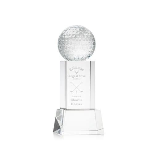 Corporate Awards - Sports Awards - Golf Ball Clear on Belcroft Base Spheres Crystal Award